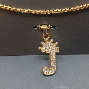 IDRUPACE 14K Gold Plated J Necklace For Men Or Women New